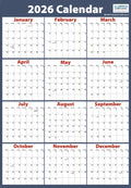 2026 Laminated Wall Calendar (19X27) image 0
