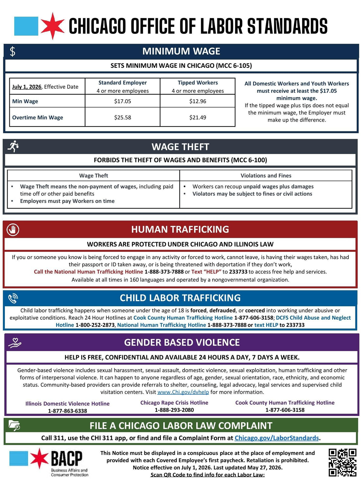 Chicago Minimum Wage and Paid Leave Public Notice Poster