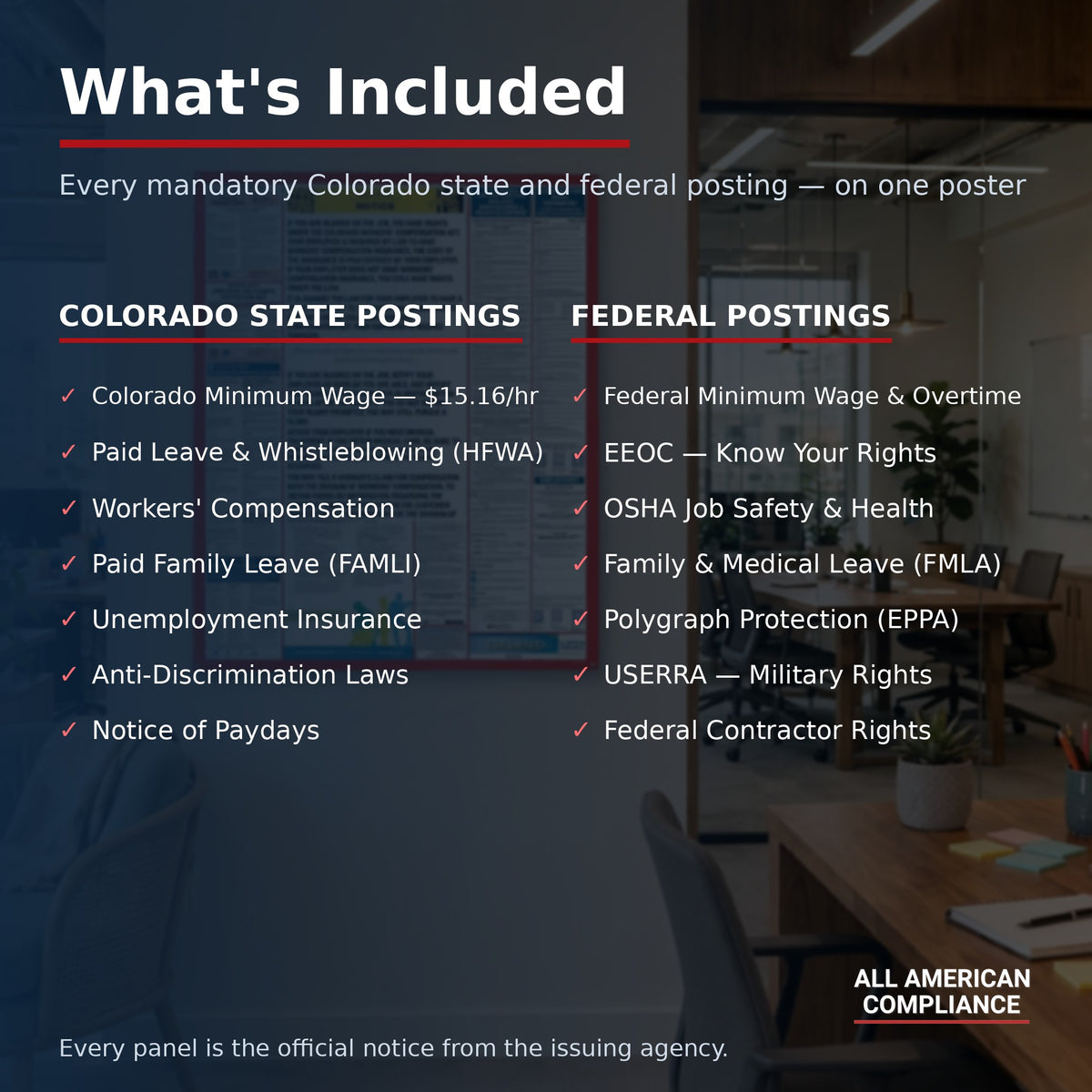 Colorado labor law poster — what is included.