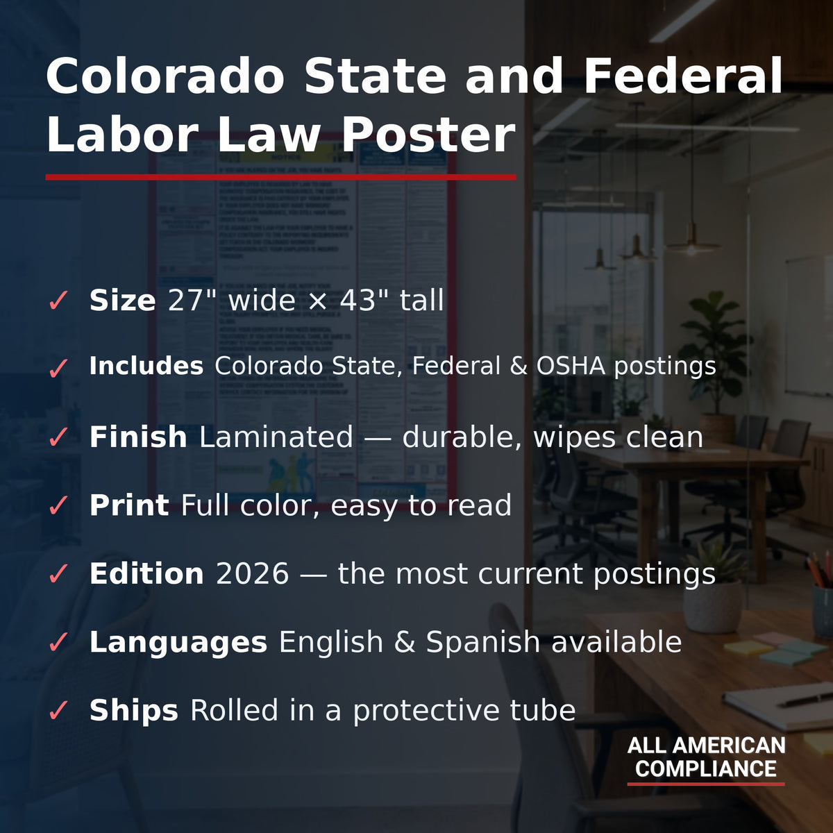 Colorado labor law poster specifications.
