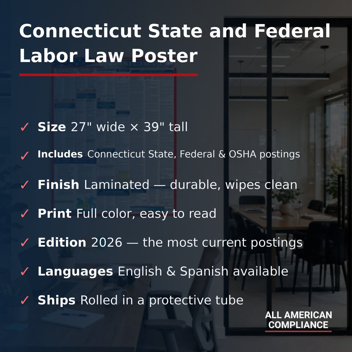 Connecticut labor law poster specifications.
