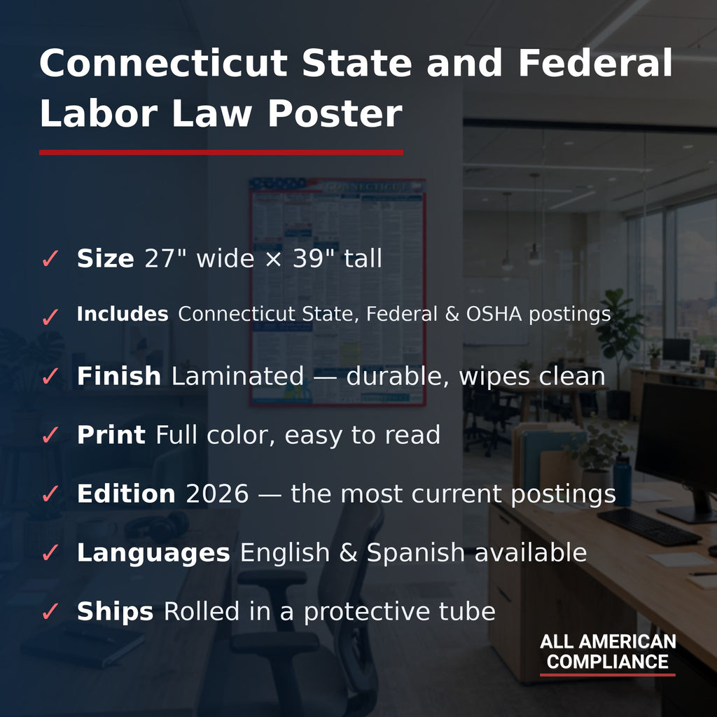 Connecticut labor law poster specifications.