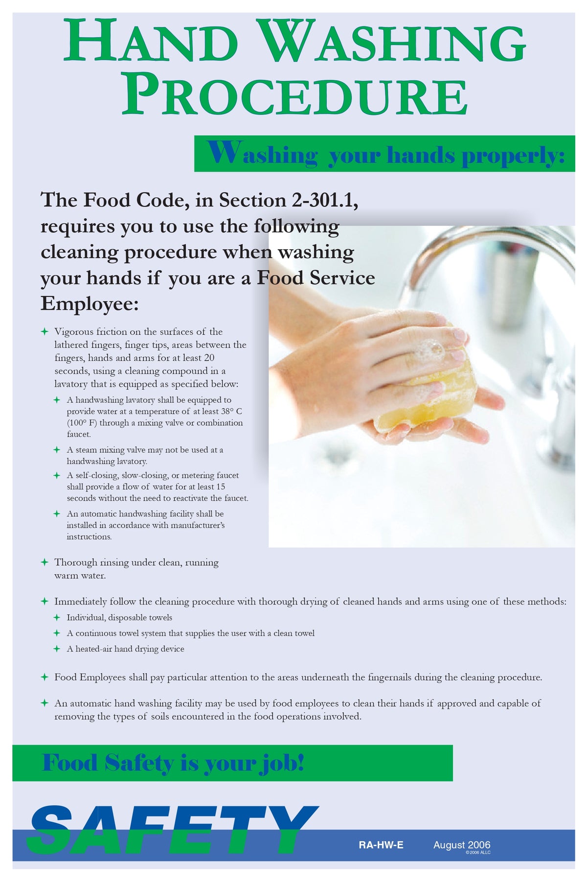 Restaurant Hand Washing Procedure Poster image 0