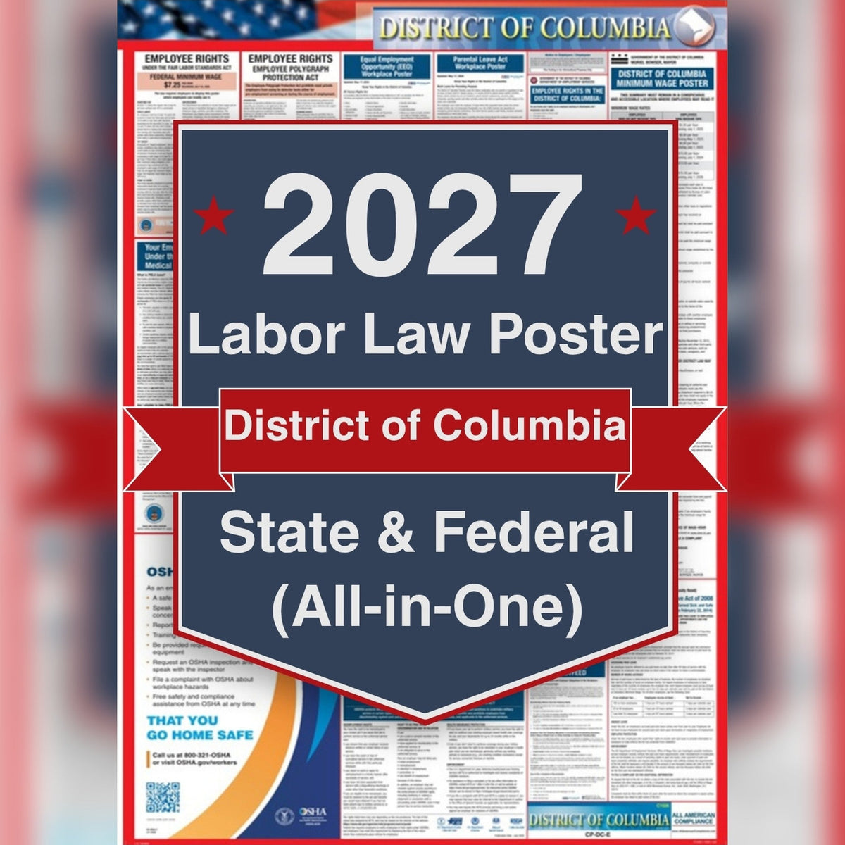 District of Columbia labor law poster front view.