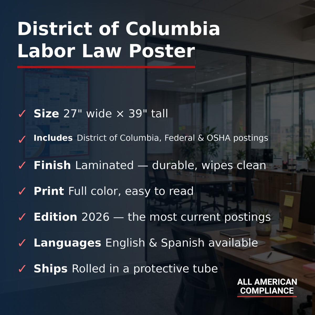 District of Columbia labor law poster specifications.