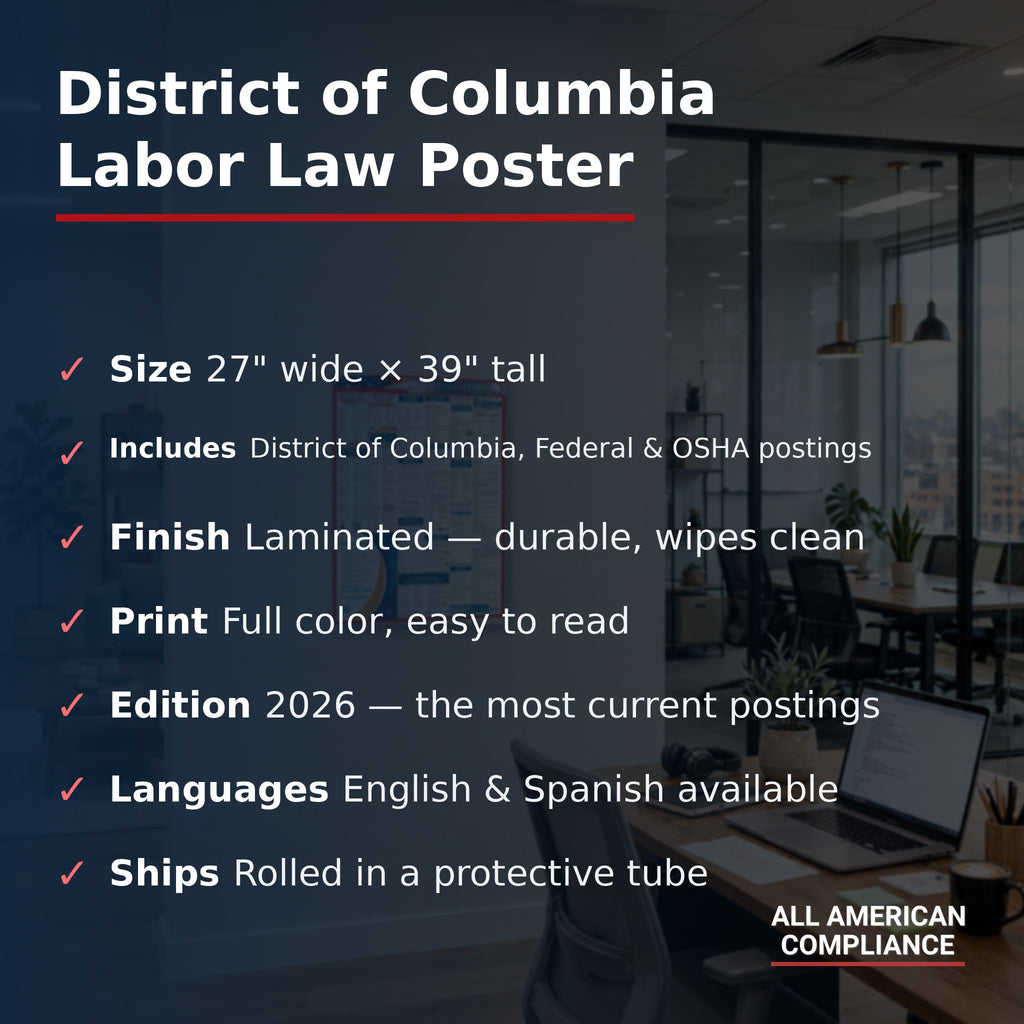 District of Columbia labor law poster specifications.