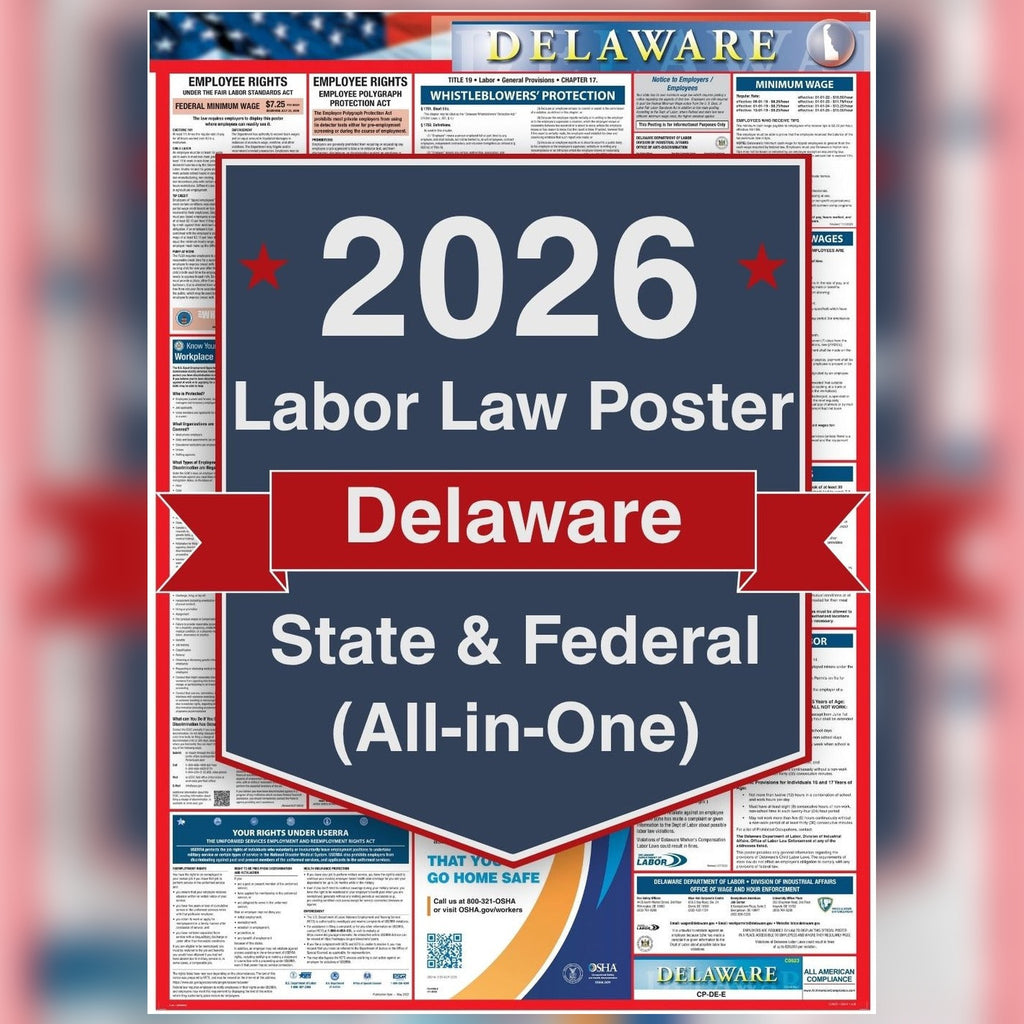 Delaware labor law poster front view.