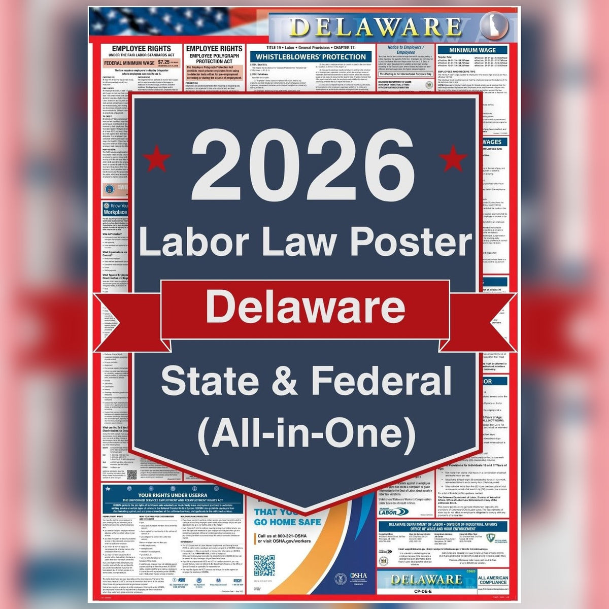 Delaware labor law poster front view.