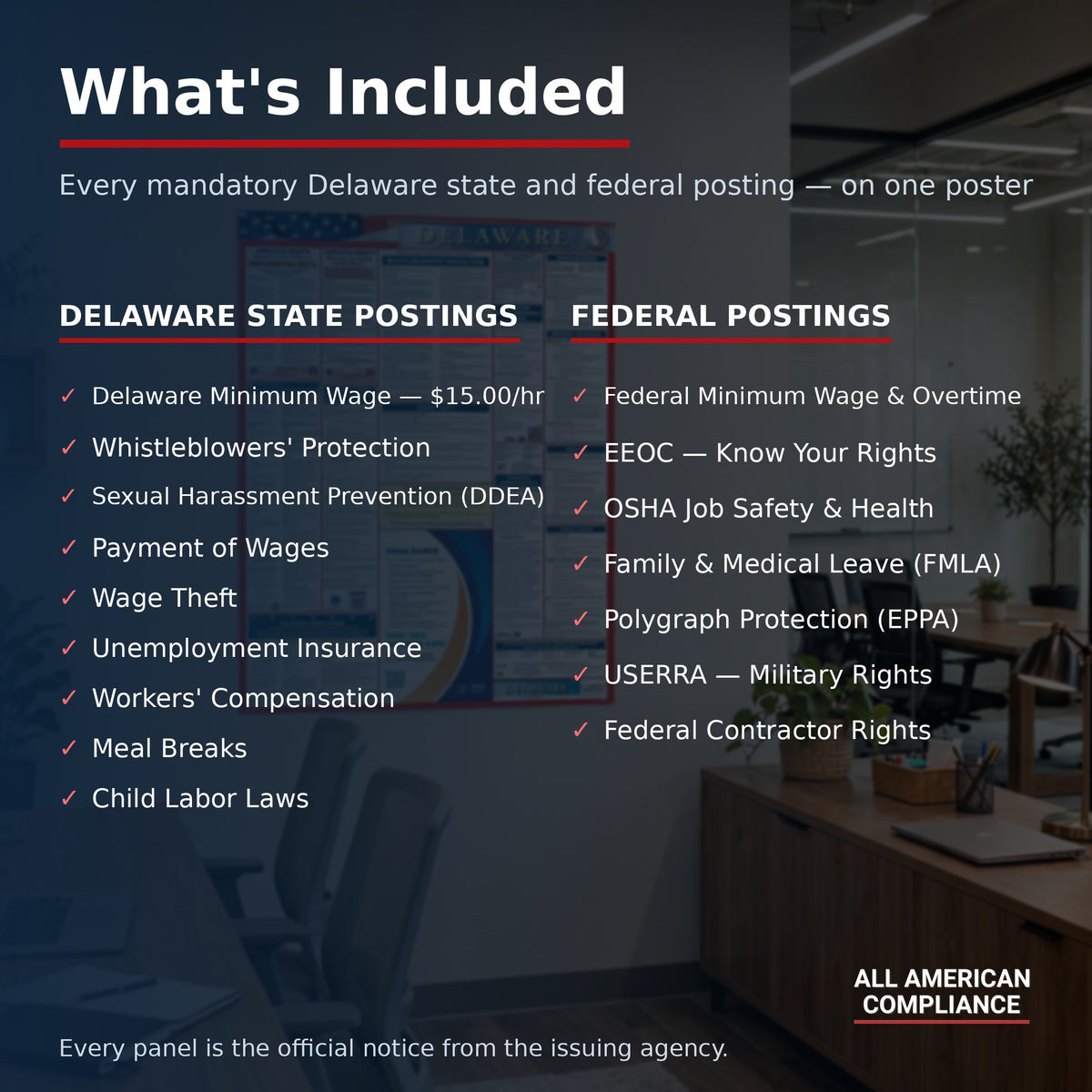 Delaware labor law poster — what is included.