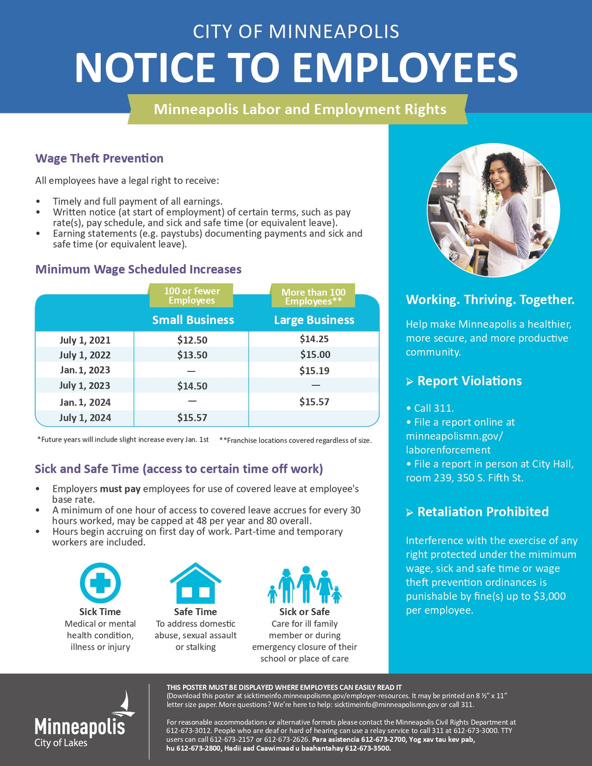 Minneapolis City Minimum Wage Poster image 0