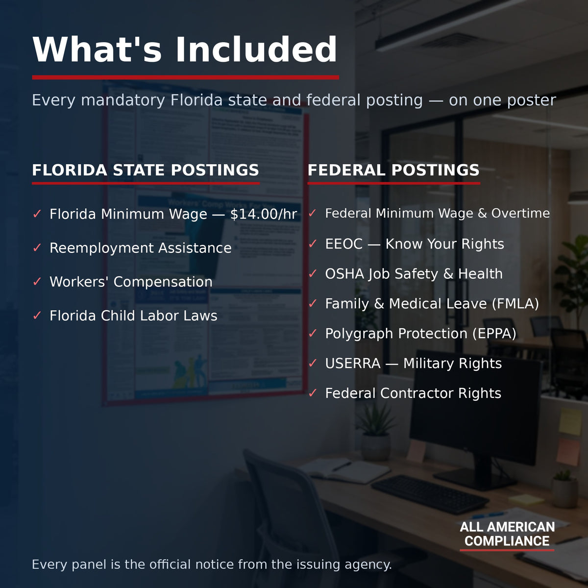 Florida labor law poster — what is included.