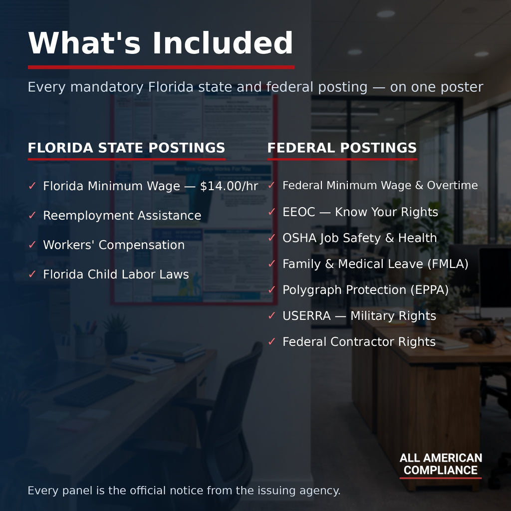 Florida labor law poster — what is included.