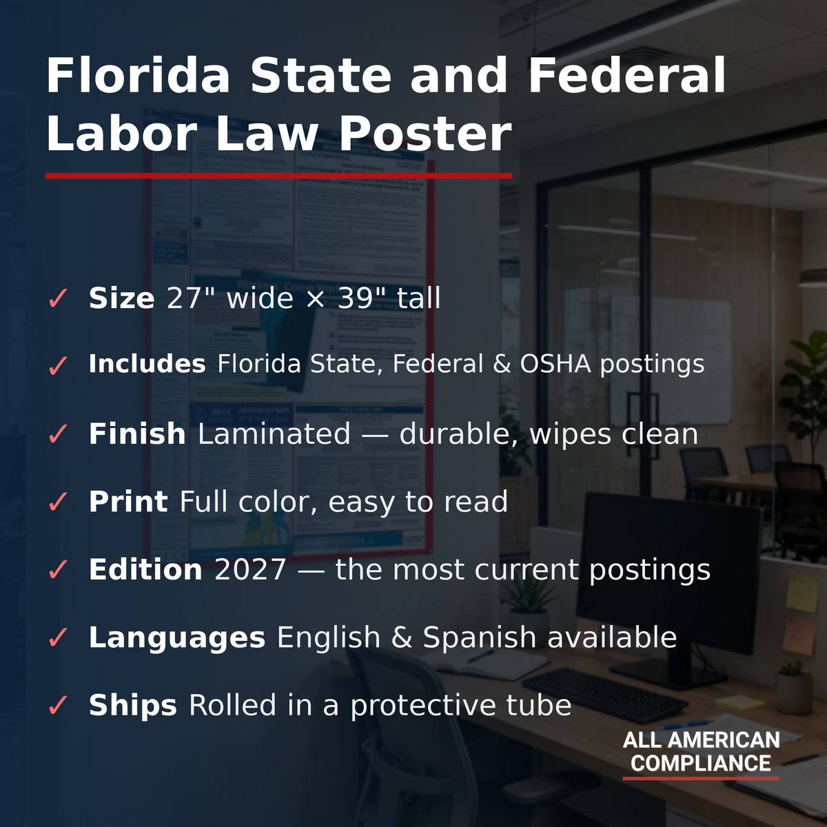 Florida labor law poster specifications.