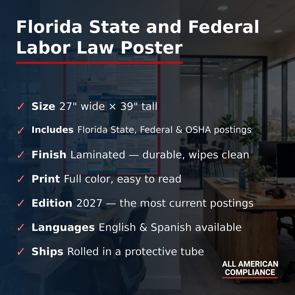 Florida labor law poster specifications.