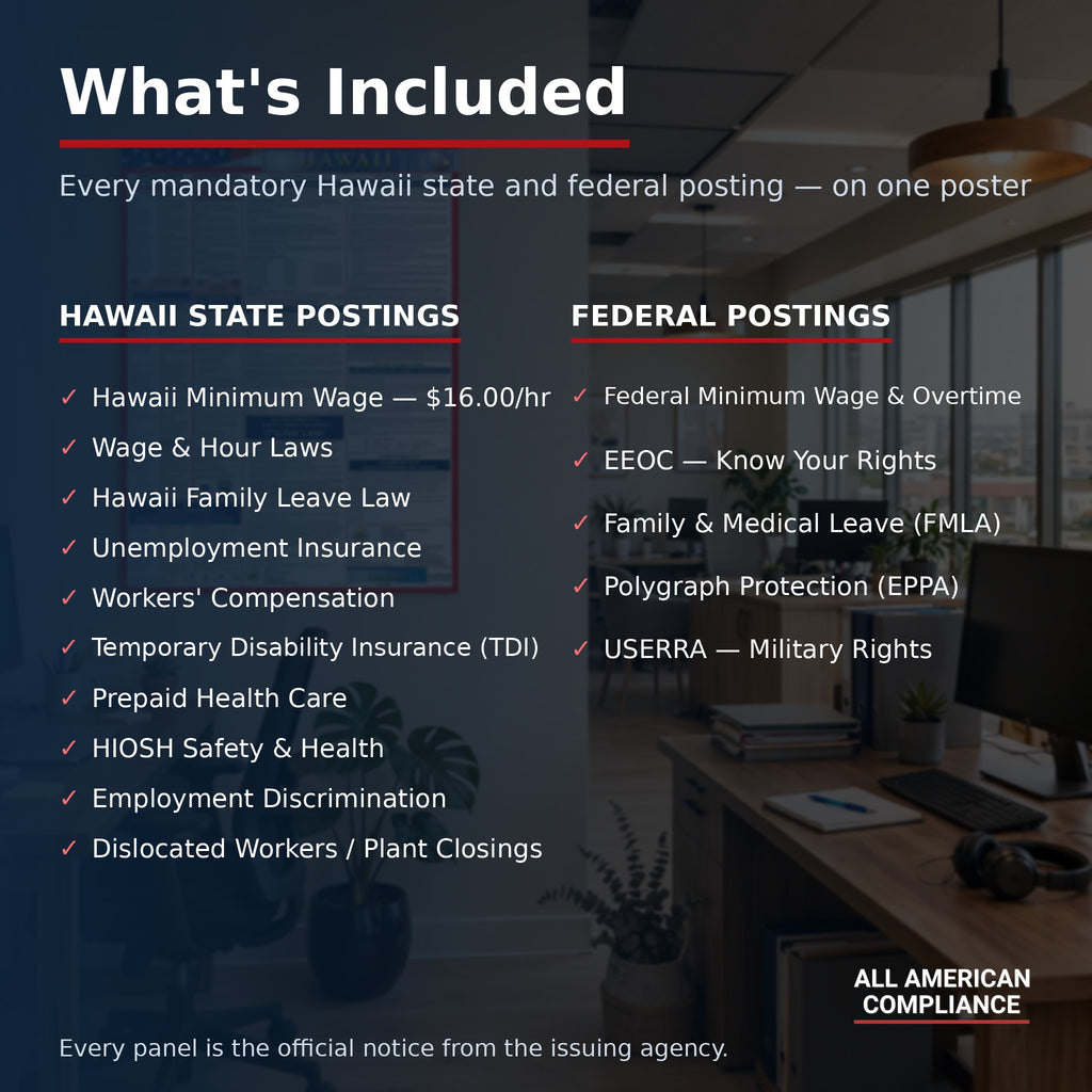 Hawaii labor law poster — what is included.