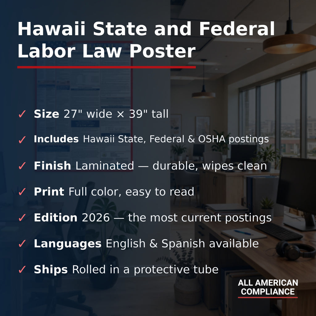 Hawaii labor law poster specifications.
