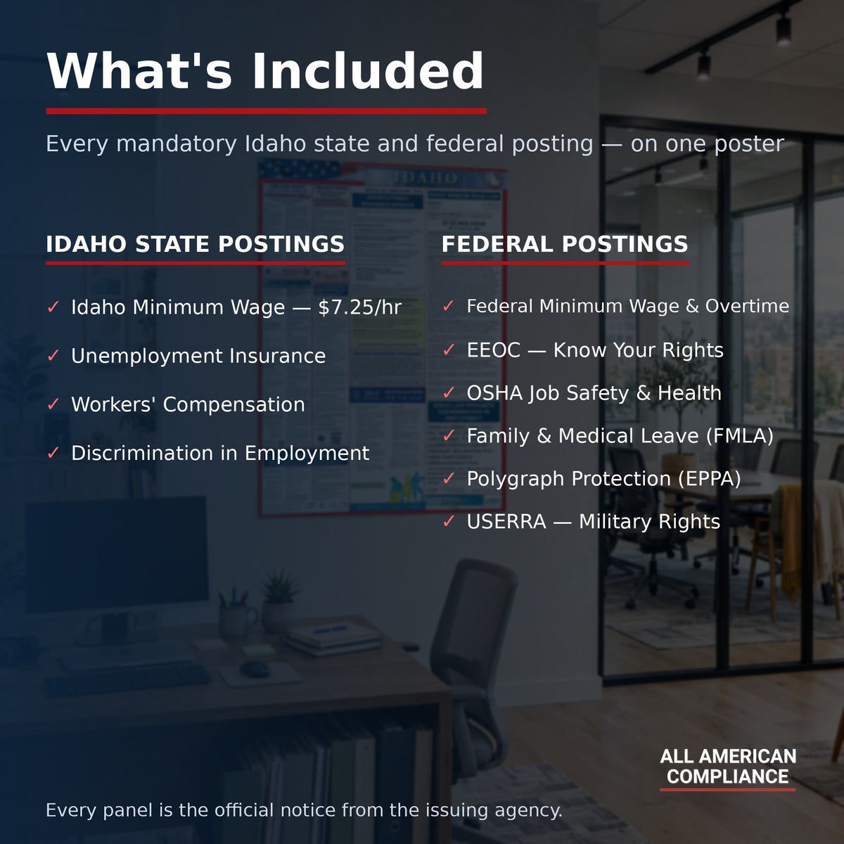 Idaho labor law poster — what is included.