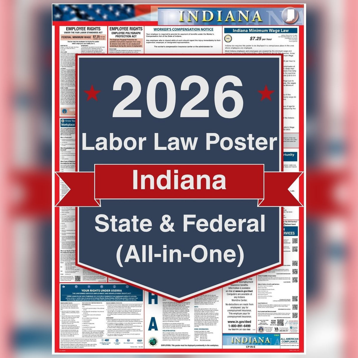 Indiana labor law poster front view.
