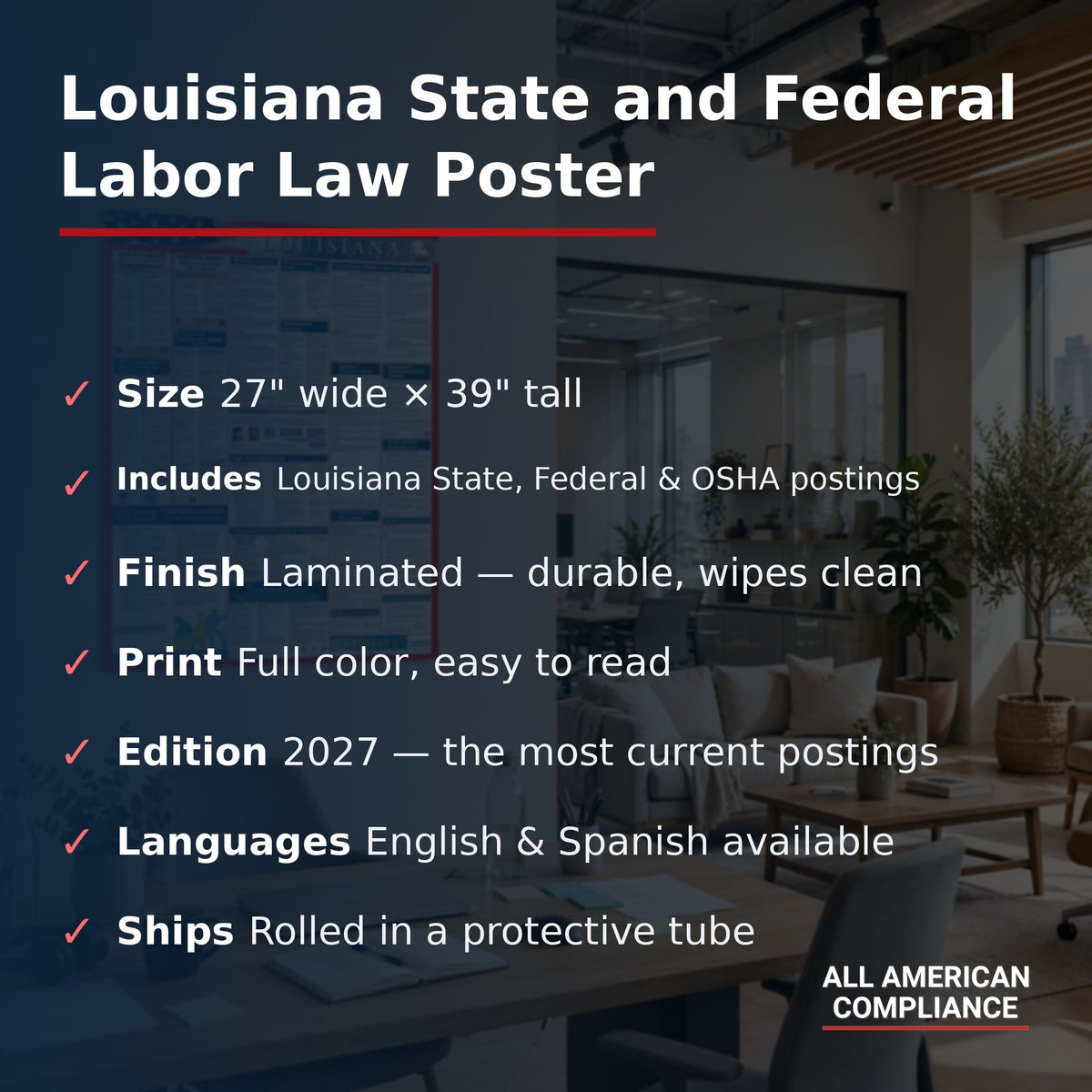 Louisiana labor law poster specifications.