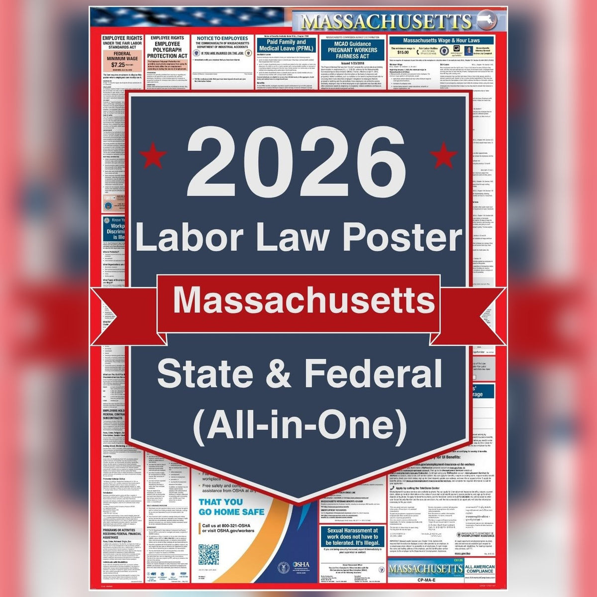 Massachusetts labor law poster front view.