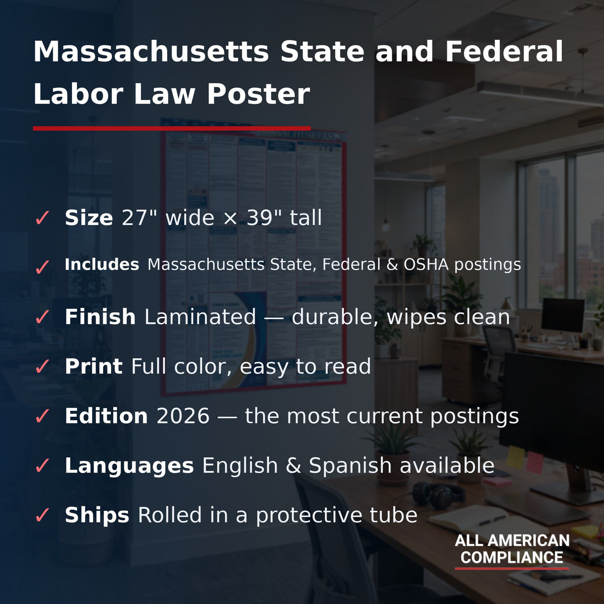 Massachusetts labor law poster specifications.