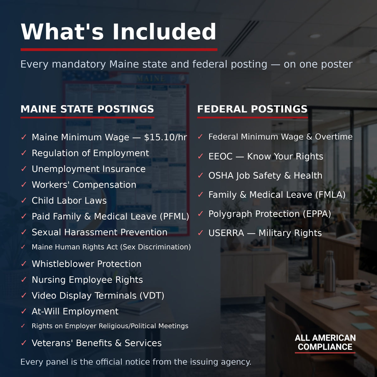 Maine labor law poster — what is included.