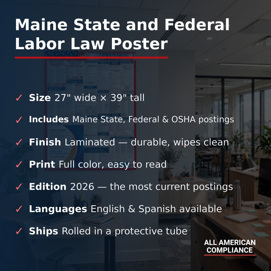 Maine labor law poster specifications.
