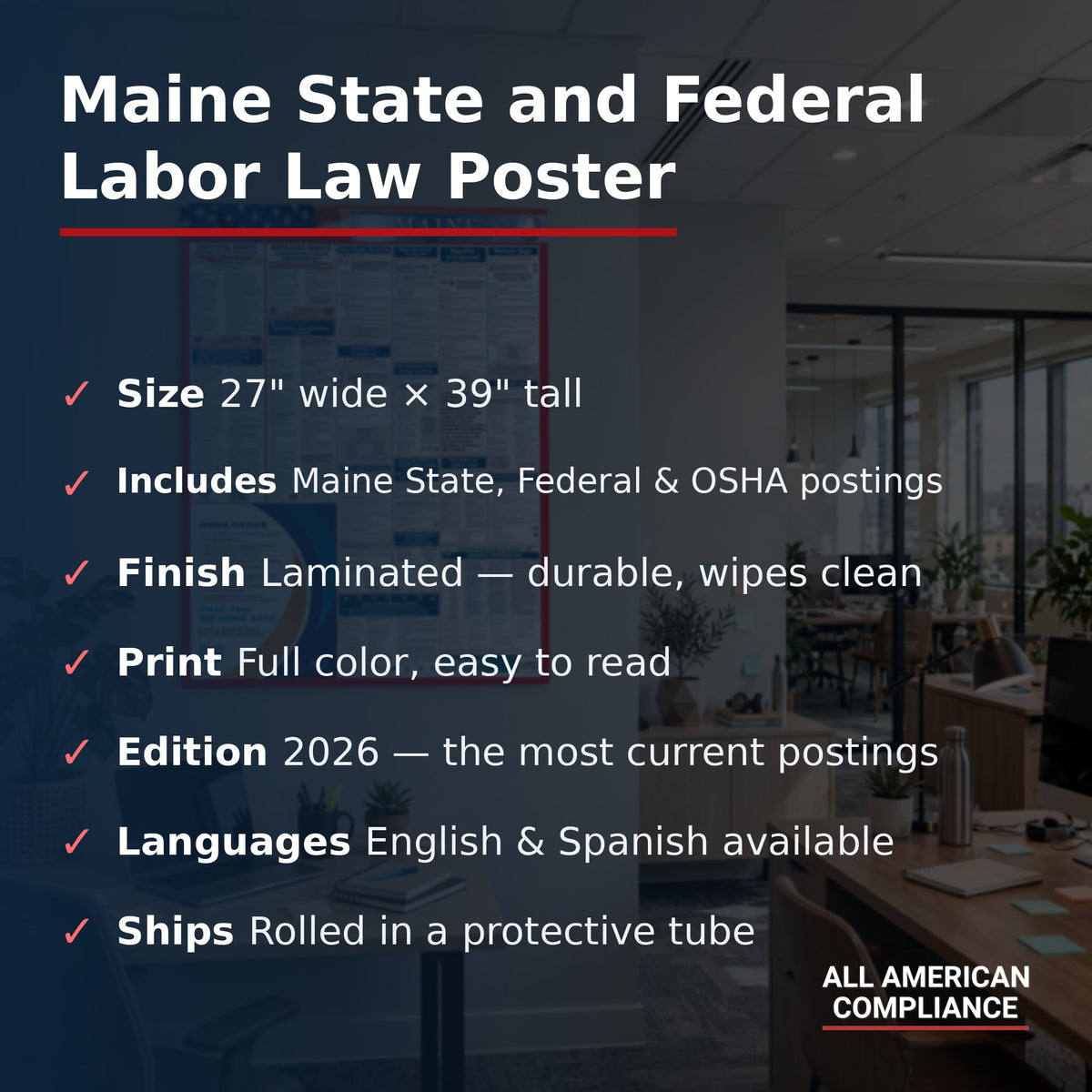 Maine labor law poster specifications.