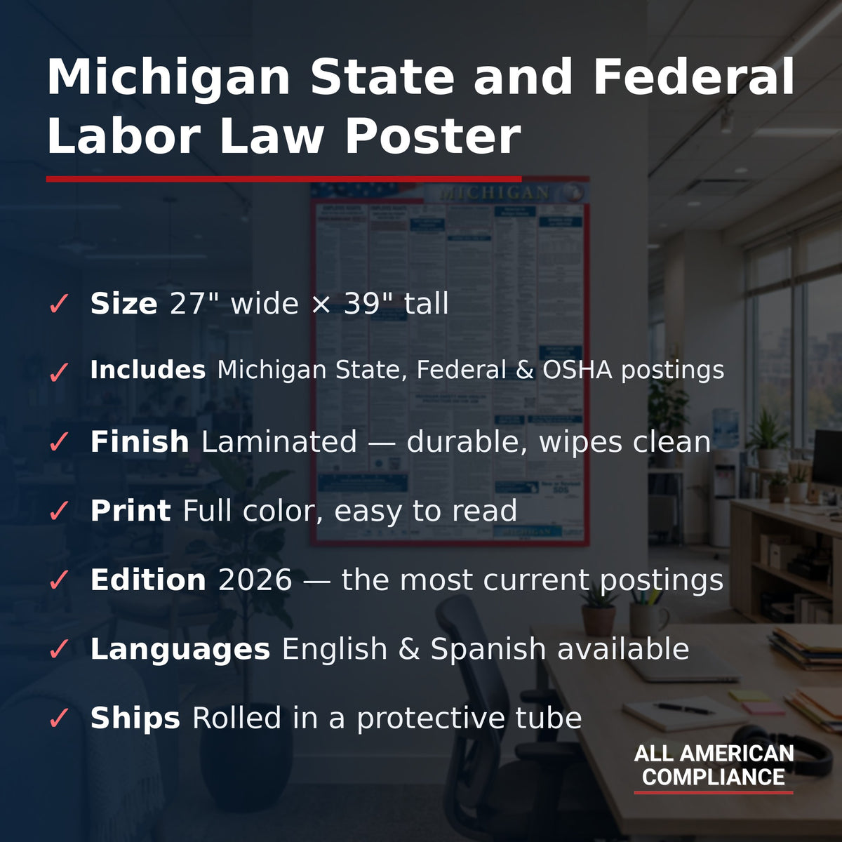 Michigan labor law poster specifications.