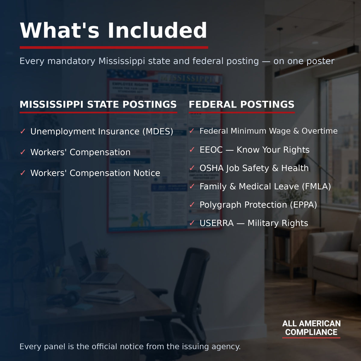 Mississippi labor law poster — what is included.