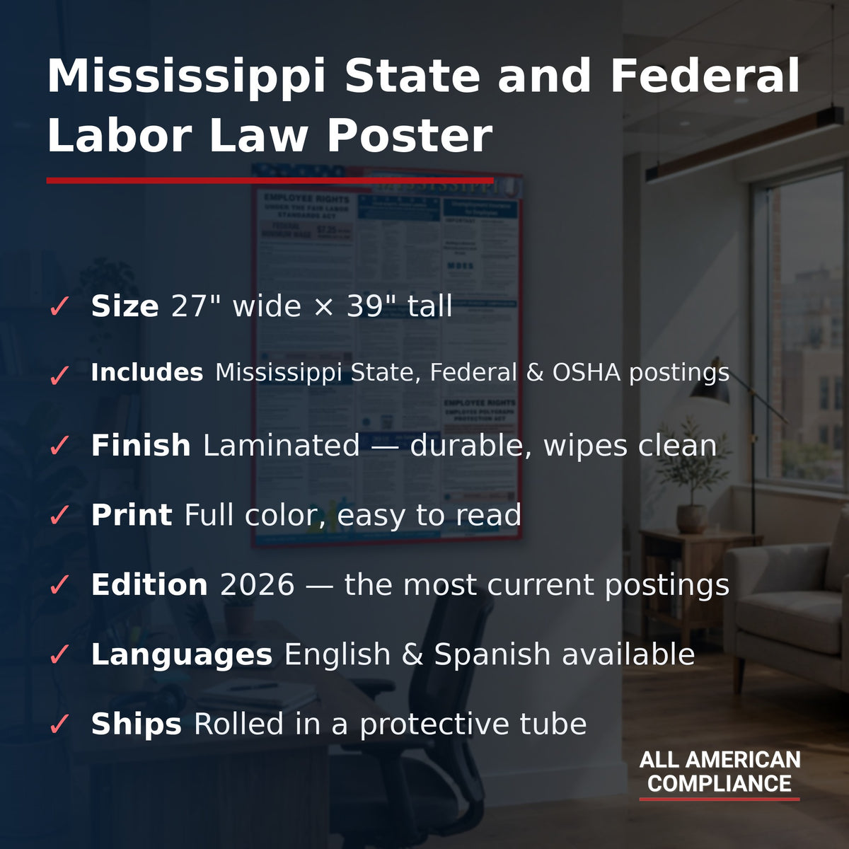 Mississippi labor law poster specifications.