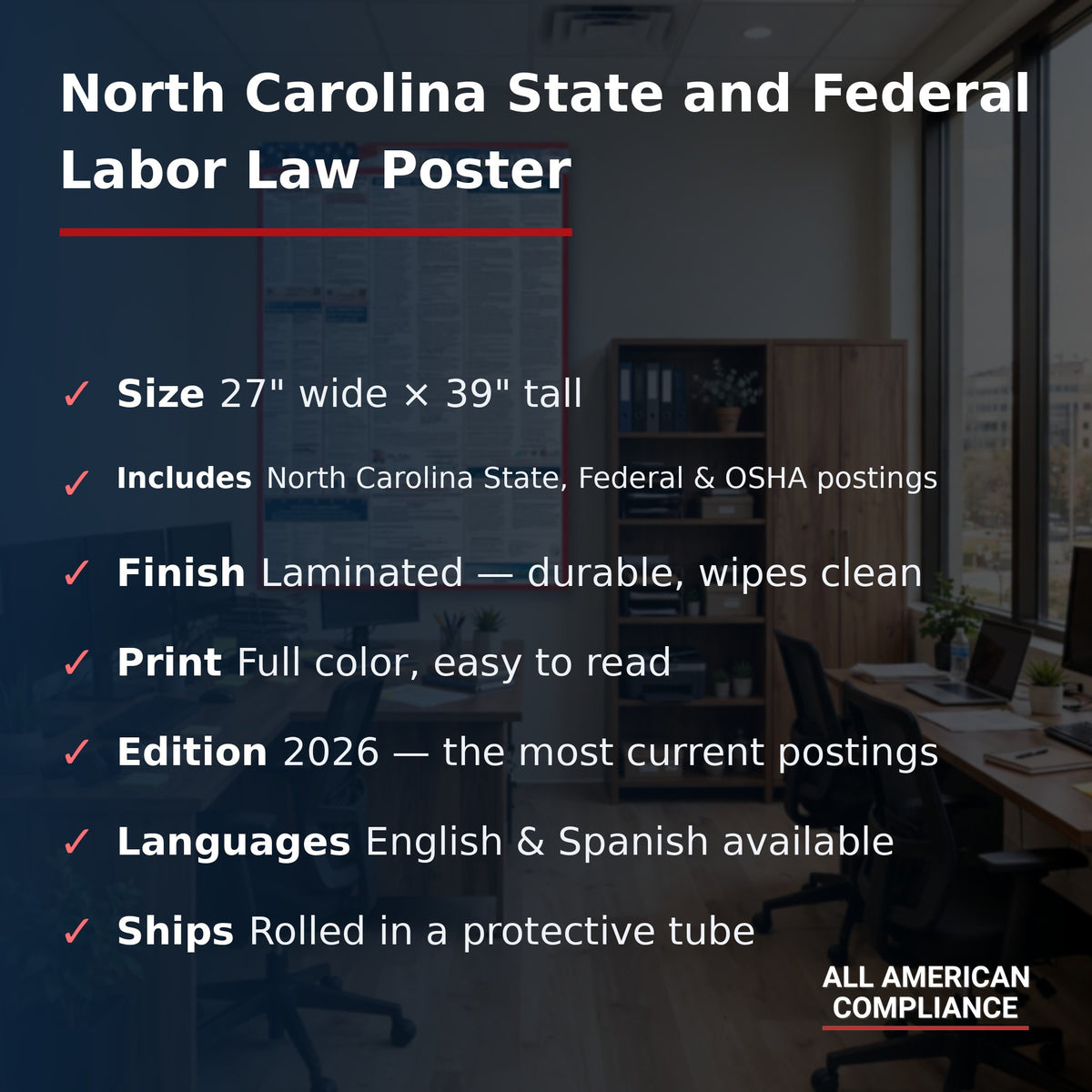 North Carolina labor law poster specifications.