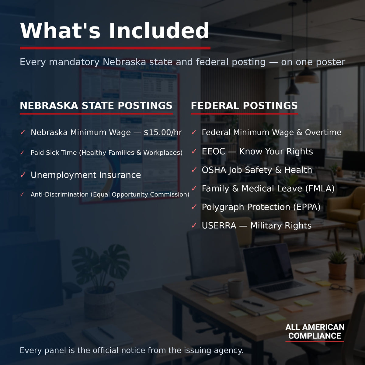 Nebraska labor law poster — what is included.