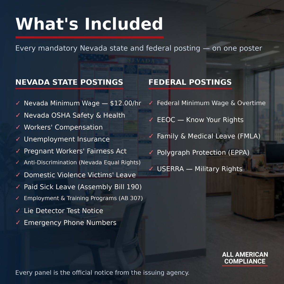 Nevada labor law poster — what is included.