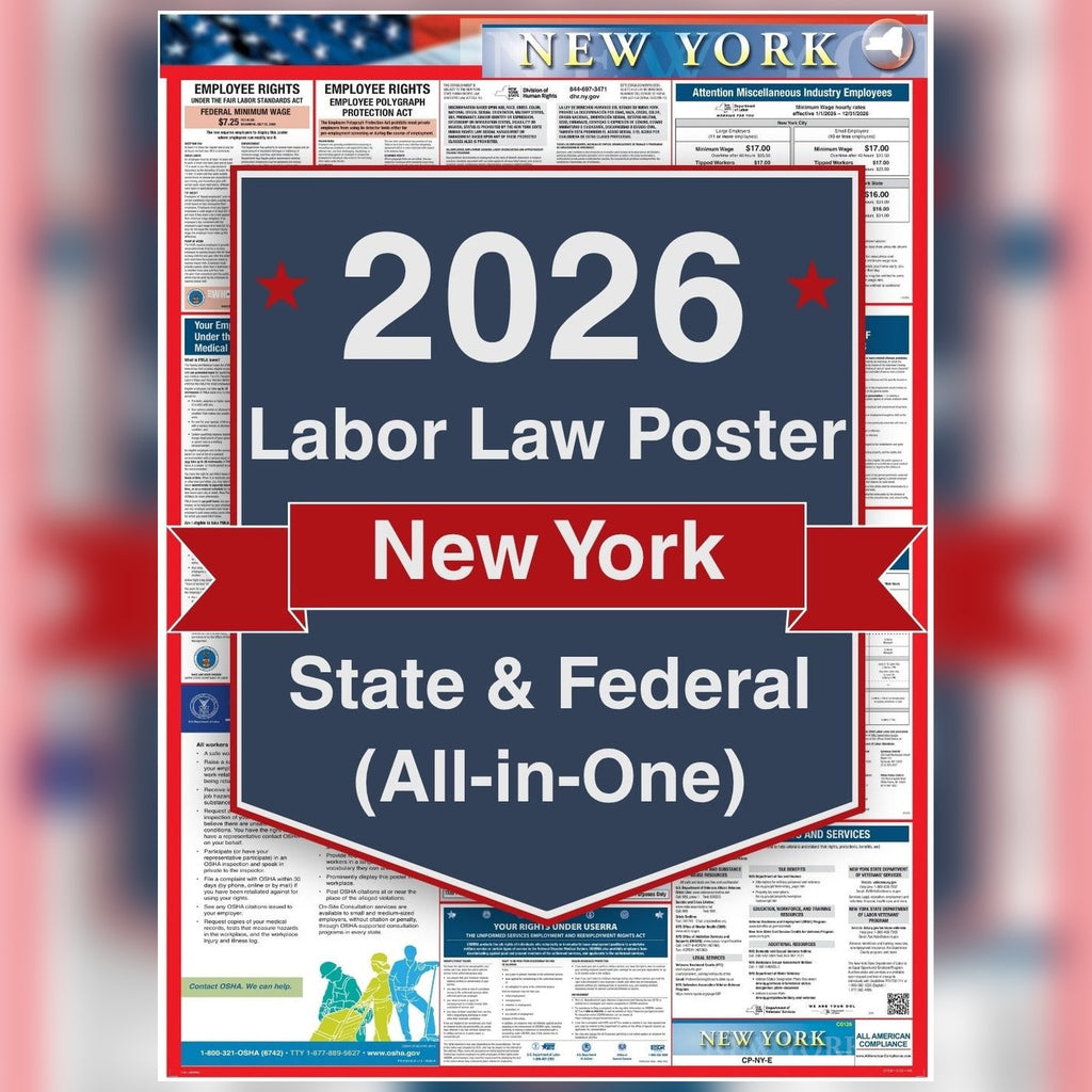 New York labor law poster front view.