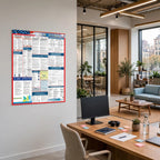New York labor law poster on an office wall.