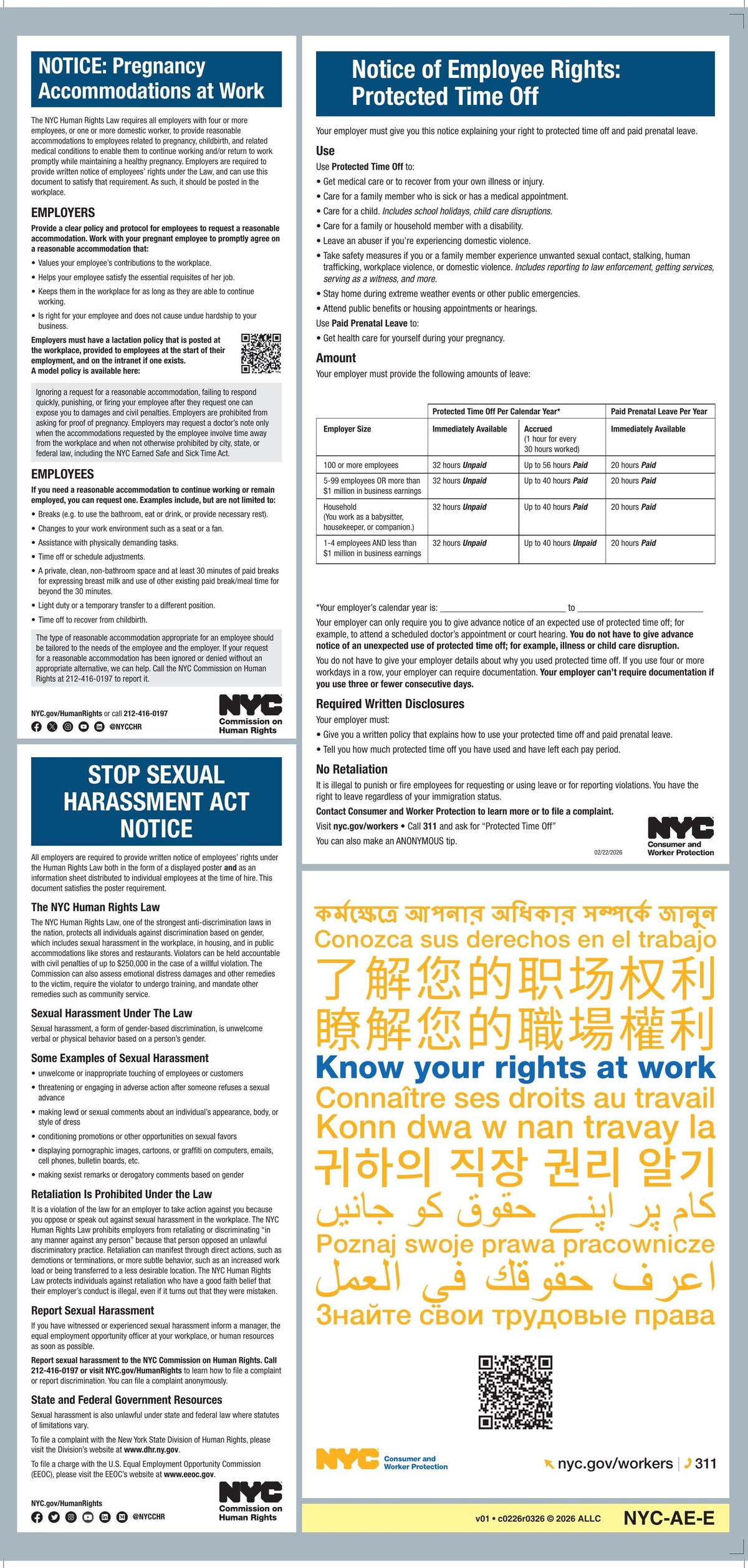New York City labor law poster front view.