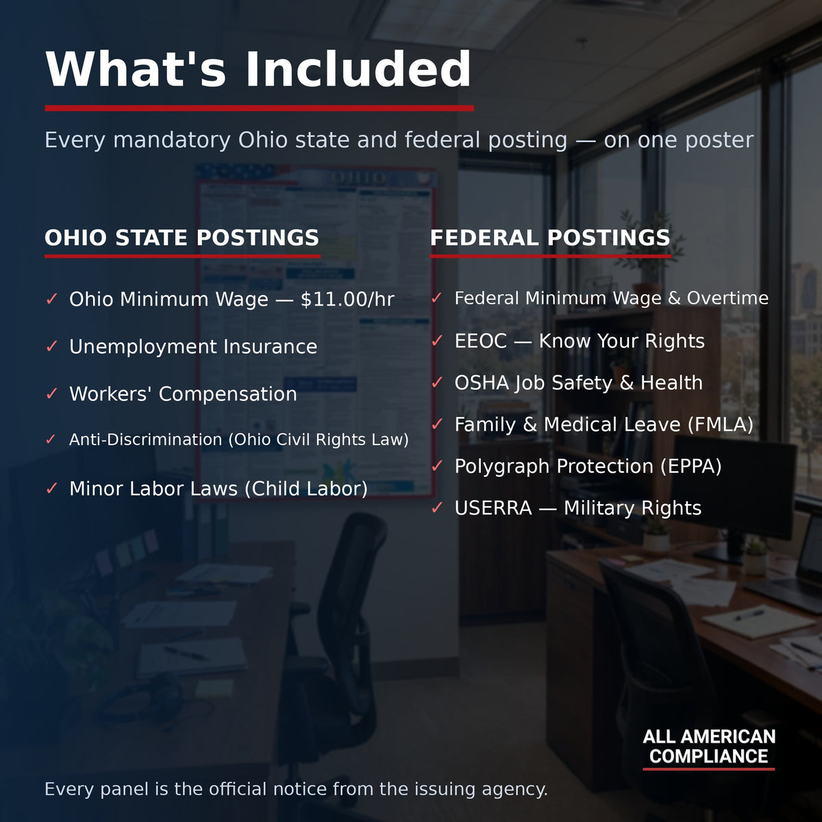 Ohio labor law poster — what is included.