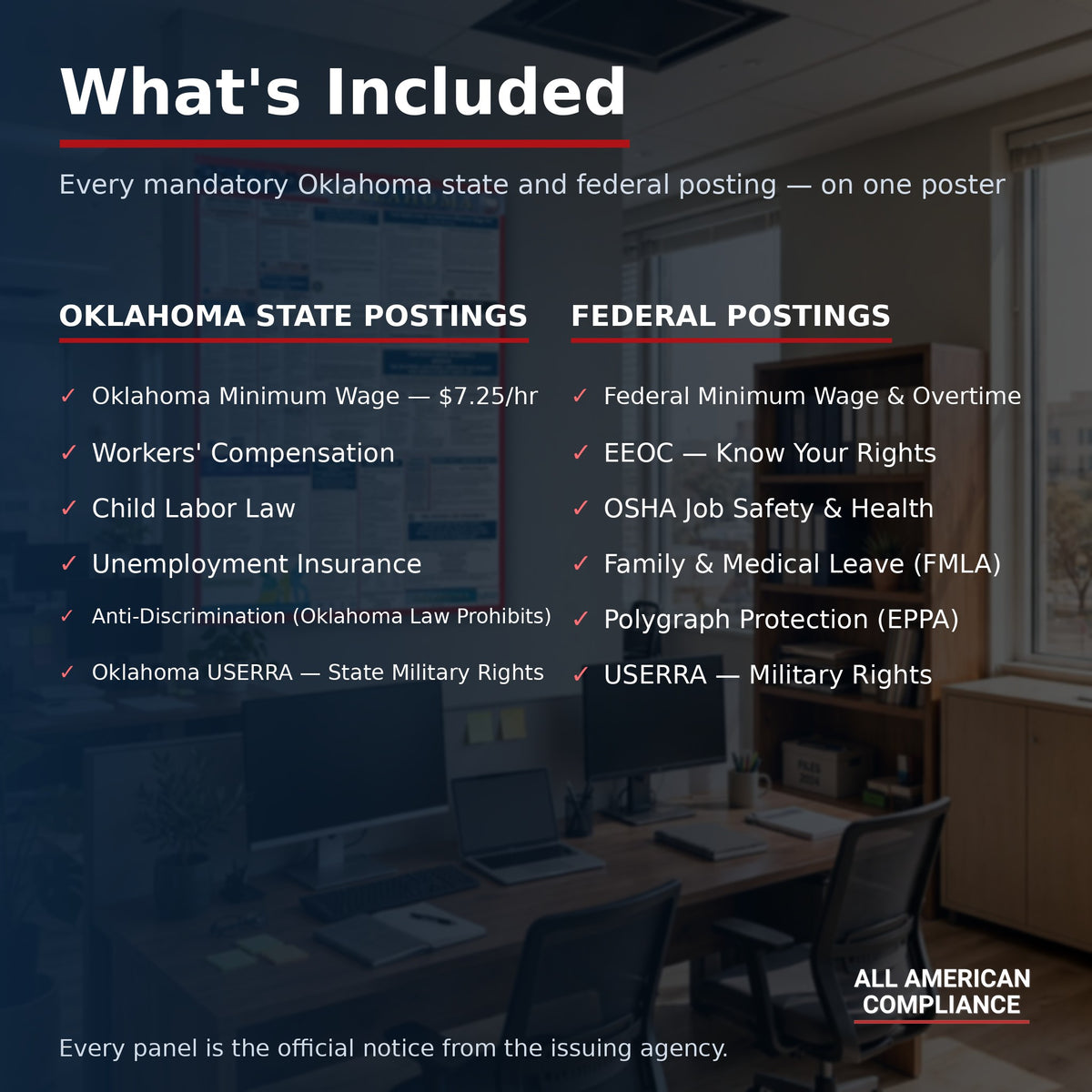 Oklahoma labor law poster — what is included.
