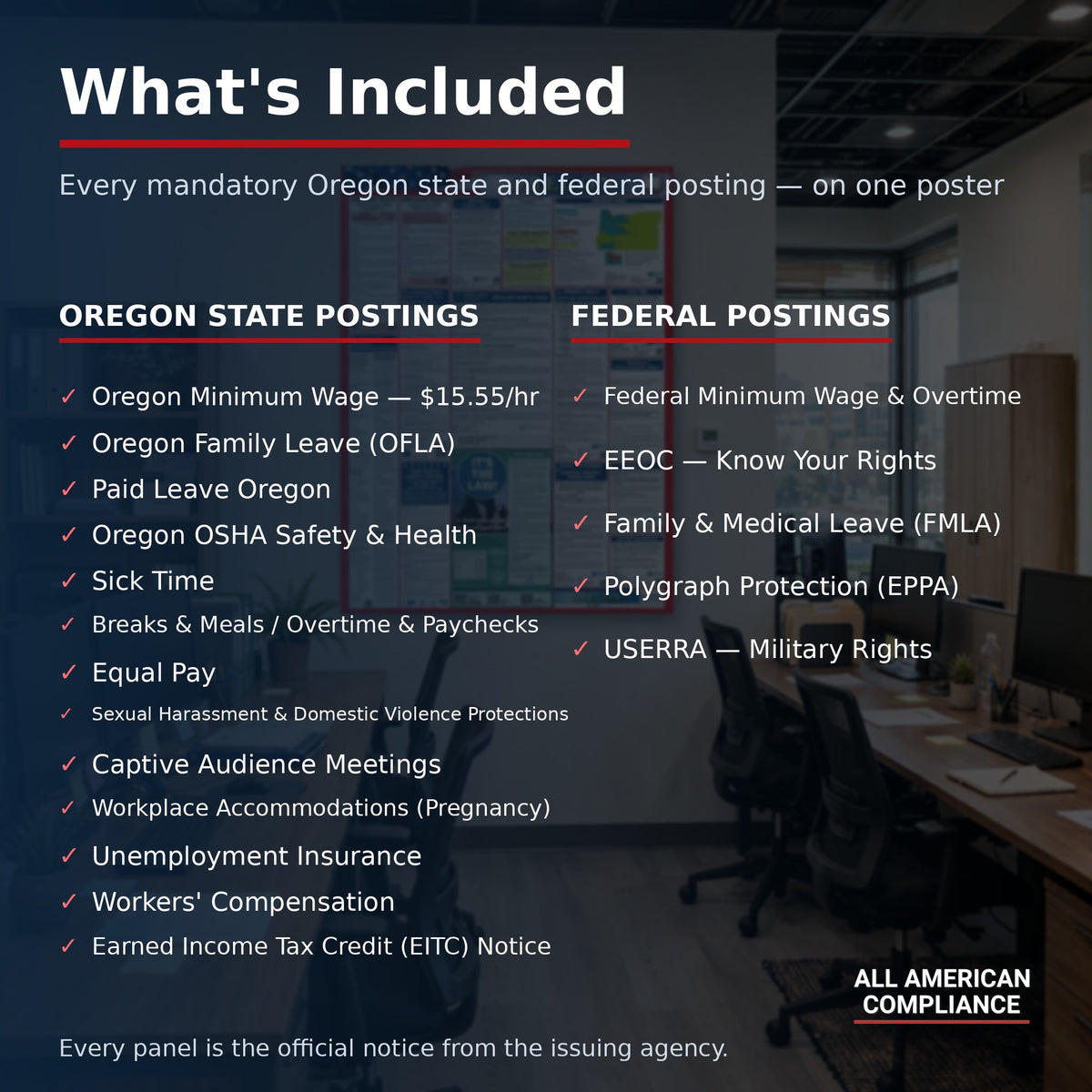 Oregon labor law poster — what is included.