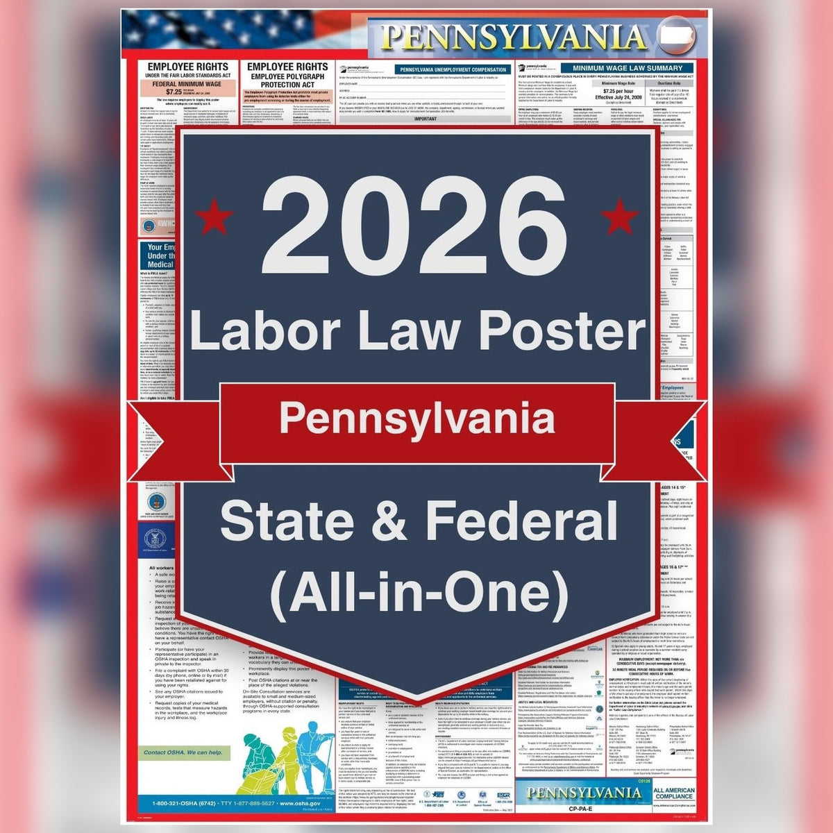 Pennsylvania labor law poster front view.