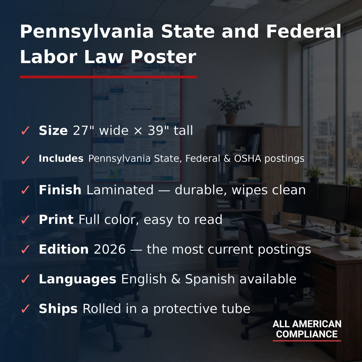 Pennsylvania labor law poster specifications.