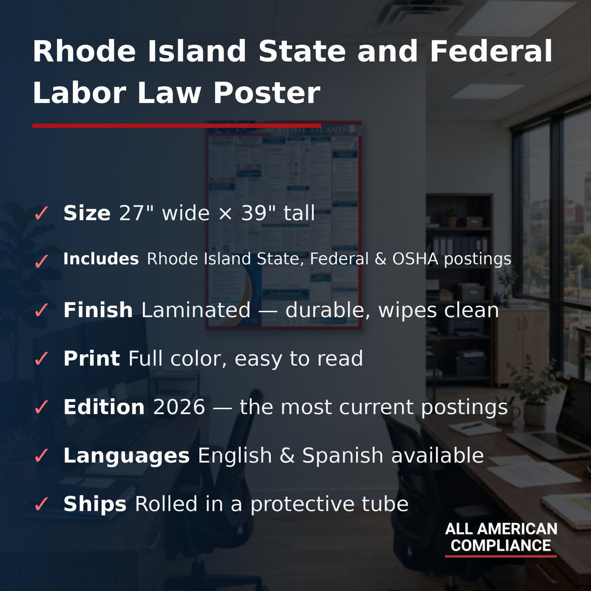 Rhode Island labor law poster specifications.