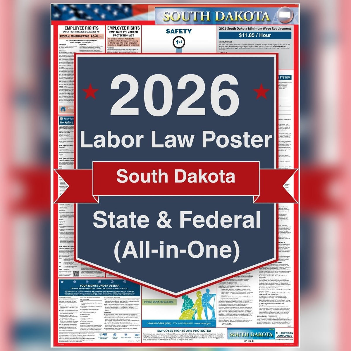 South Dakota labor law poster front view.