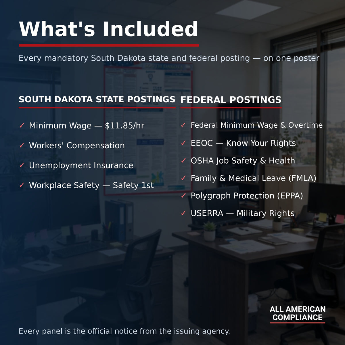 South Dakota labor law poster — what is included.