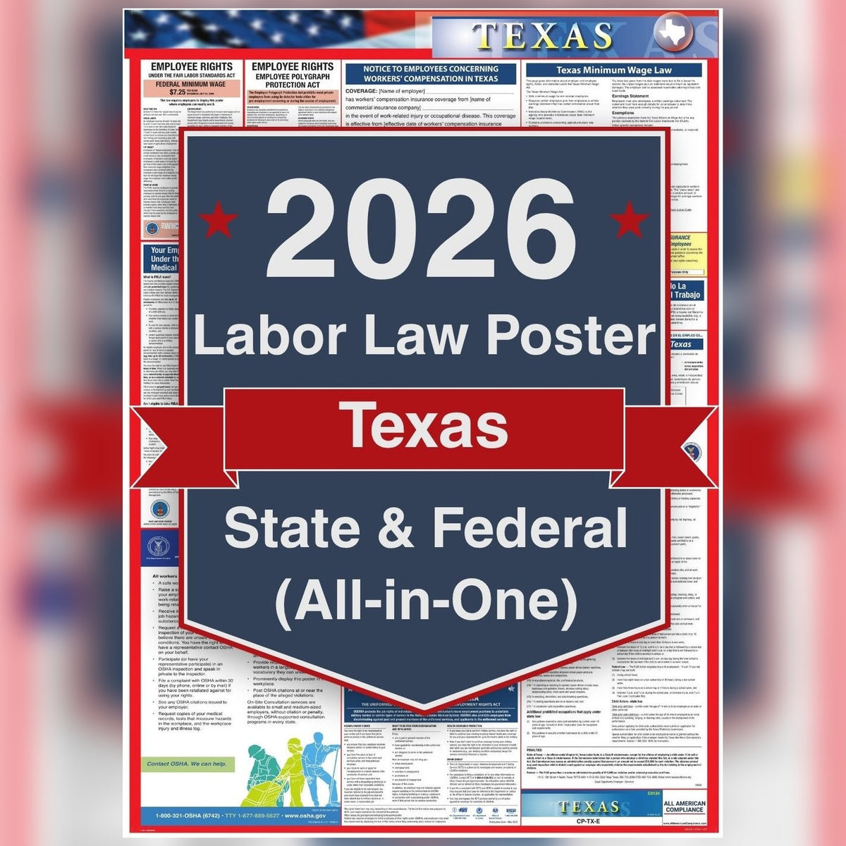 Texas labor law poster front view.