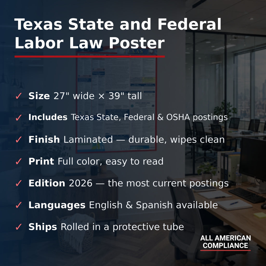 Texas labor law poster specifications.
