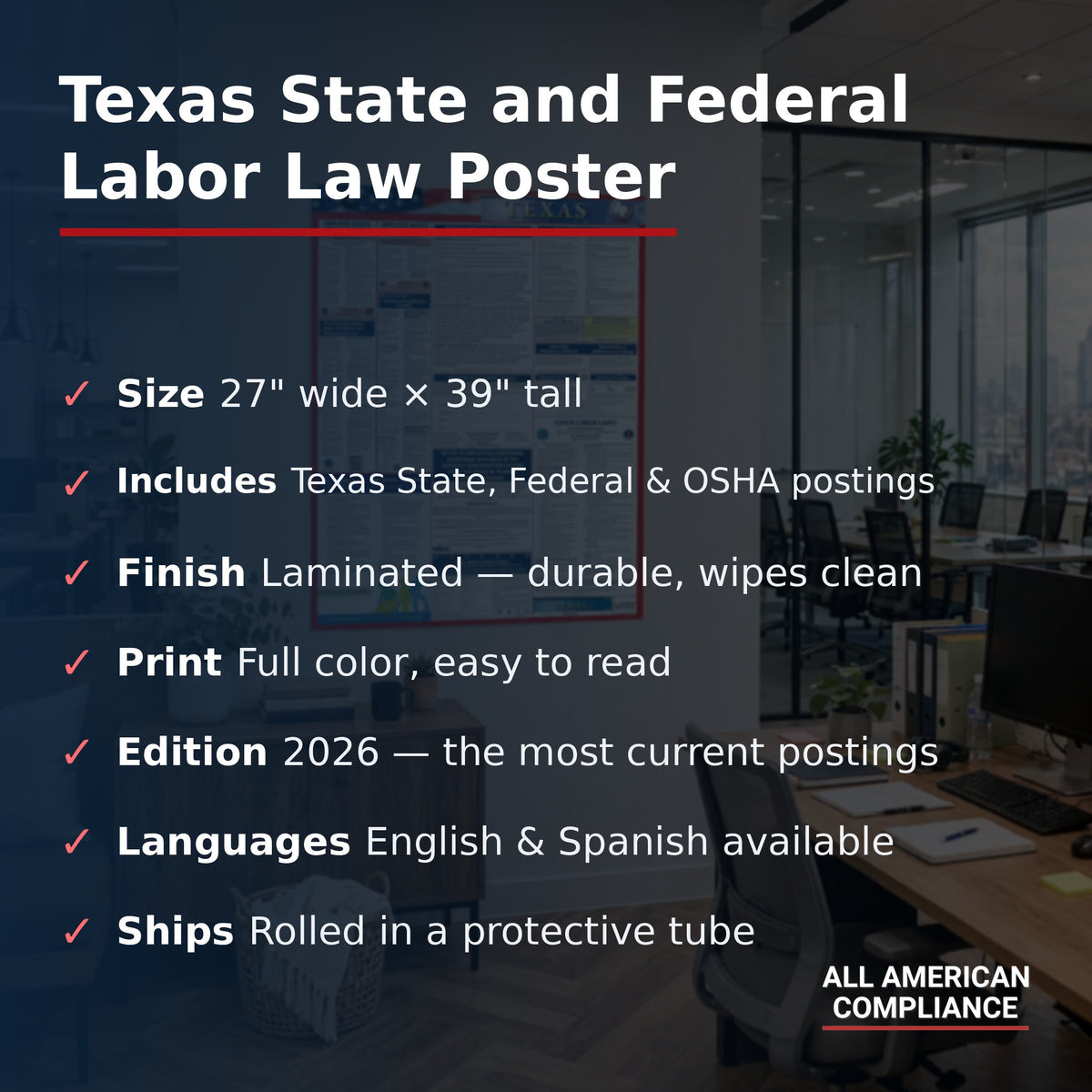 Texas labor law poster specifications.