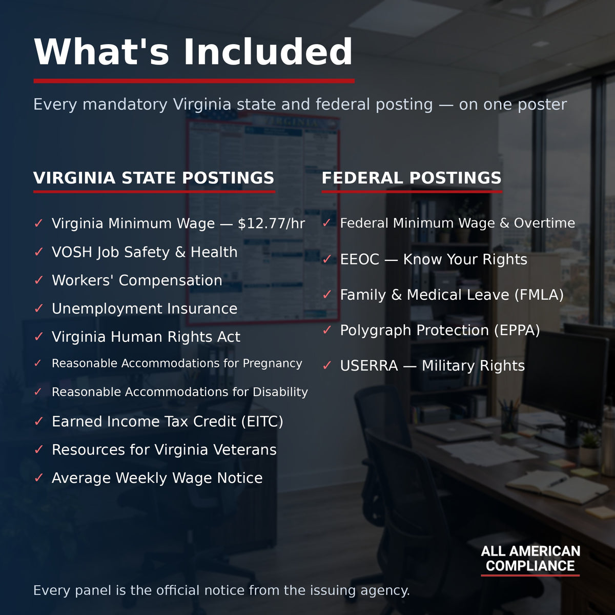 Virginia labor law poster — what is included.