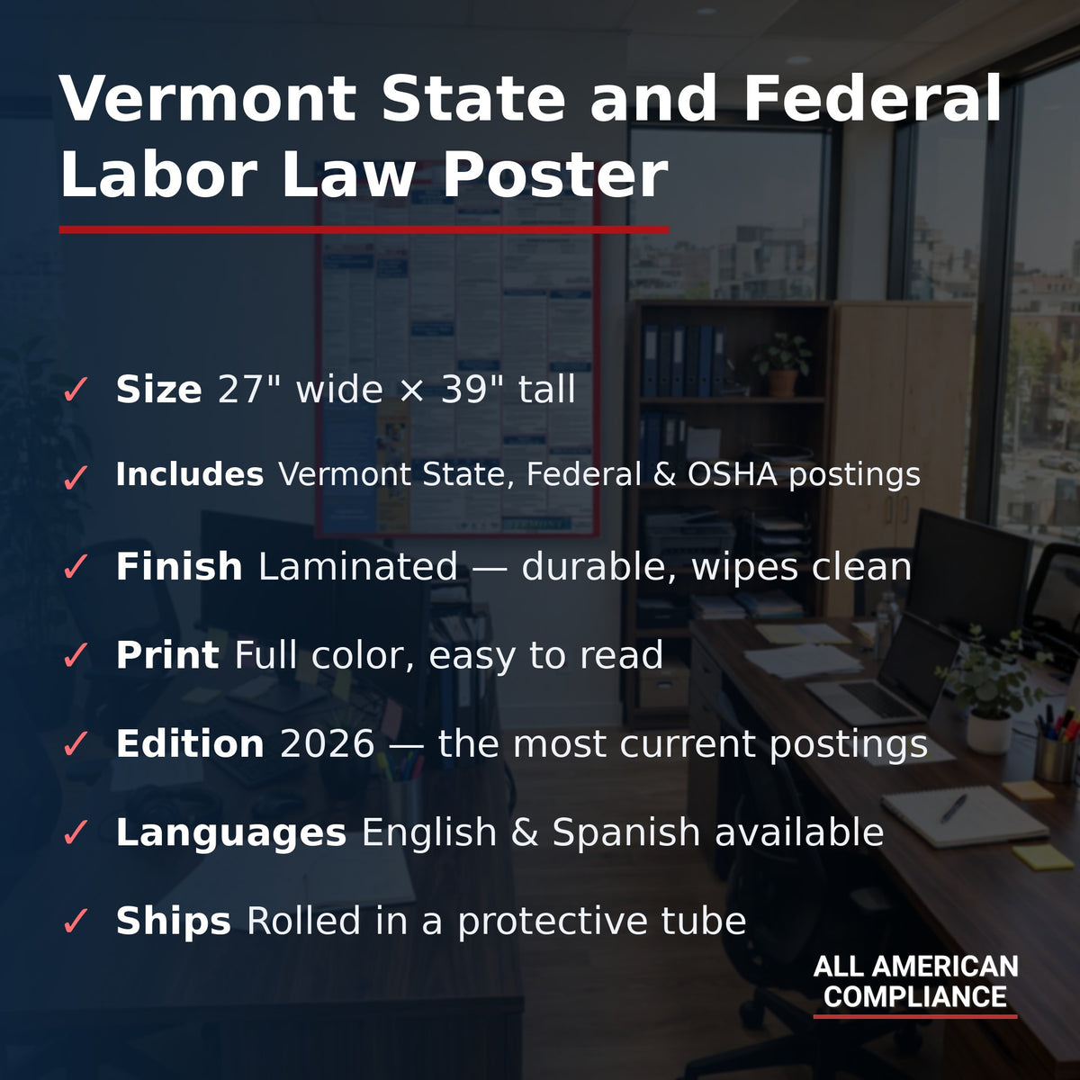 Vermont labor law poster specifications.